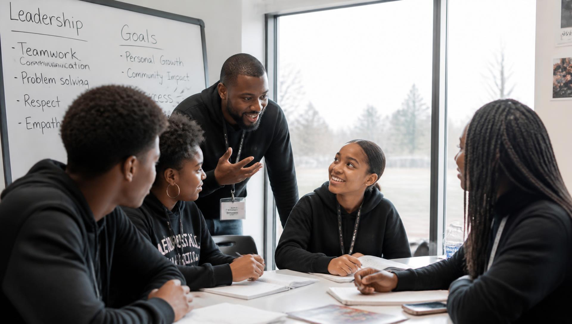 Young residents and mentors in a leadership session